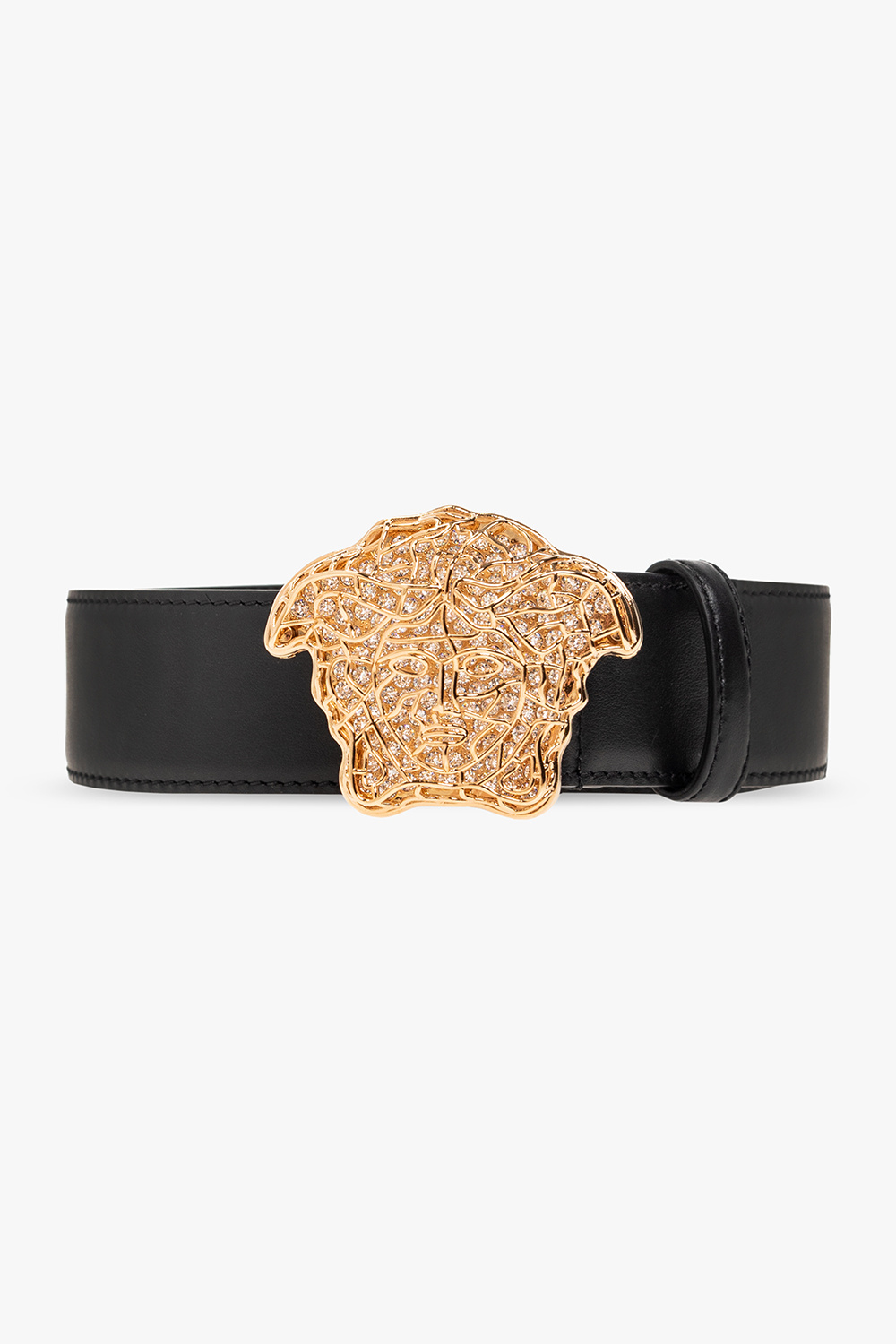 Black Leather belt with decorative buckle Versace 